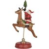 Clayre & Eef Decorațiune Moș Crăciun pe Ren 16x11x30 cm