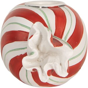 Clayre & Eef Suport Lumânări Decorativ 14x7x6 cm Roșu Alb