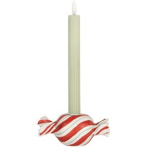Clayre & Eef Suport Lumânări Decorativ 14x7x6 cm Roșu Alb