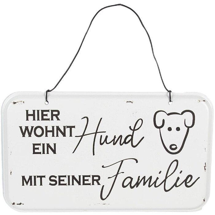Clayre & Eef 6Y5689 Textschild 20x1x12 cm Weiß
