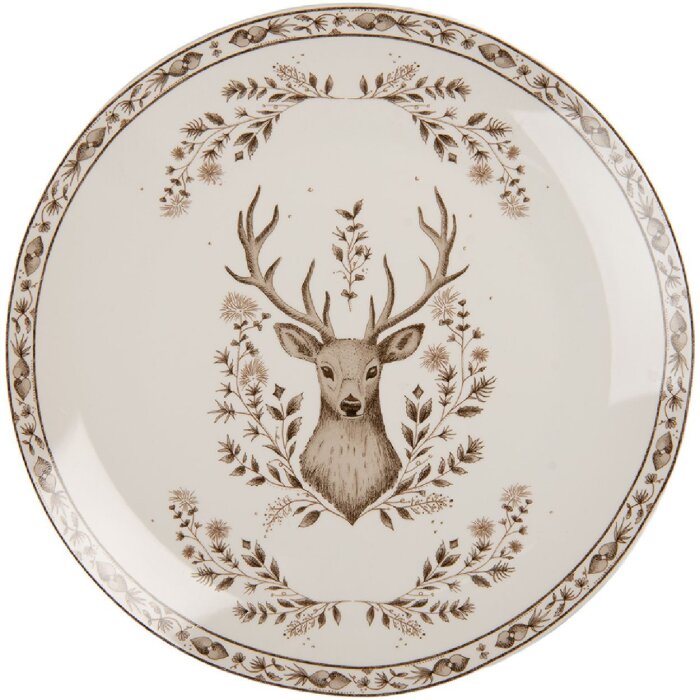 Clayre & Eef Farfurie Mare Bej-Maron 26 cm