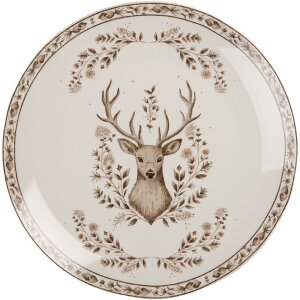 Clayre & Eef Farfurie Mare Bej-Maron 26 cm