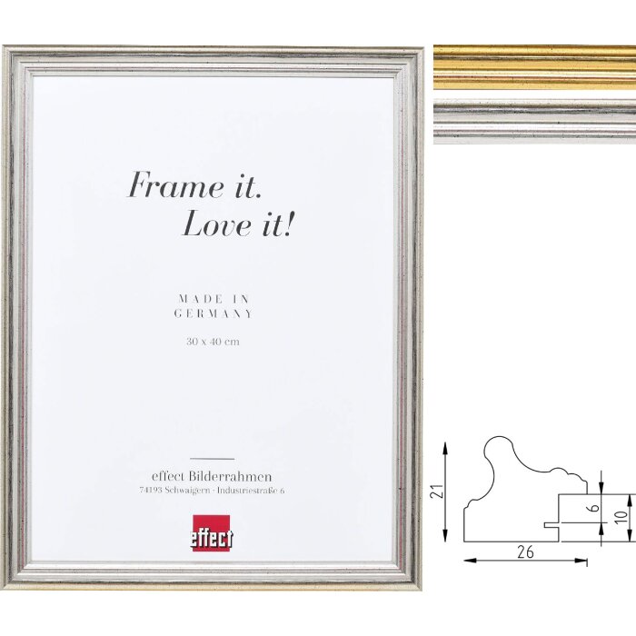 Oglindă de perete Effect Profil 44 Lemn Auriu Argintiu Diverse Dimensiuni