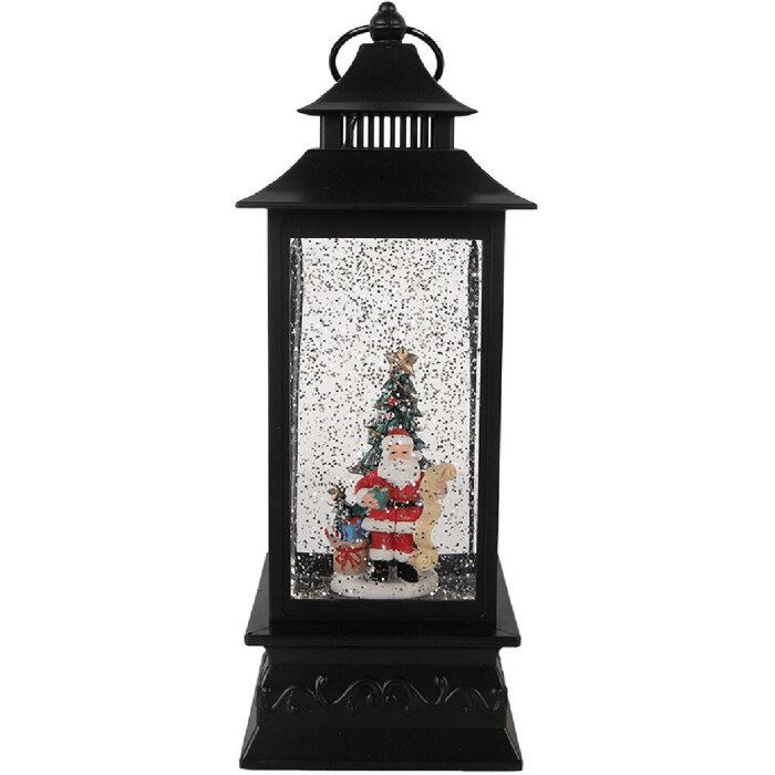 Clayre & Eef 66411 Dekoration Laterne mit Weihnachtsmann 10x10x28 cm