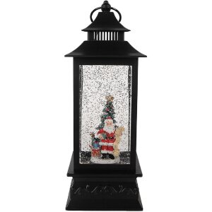 Clayre & Eef 66411 Dekoration Laterne mit Weihnachtsmann 10x10x28 cm