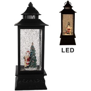 Clayre & Eef 66411 Dekoration Laterne mit Weihnachtsmann 10x10x28 cm