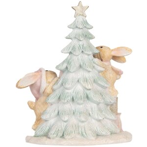 Iepure Decorativ cu LED Clayre & Eef 14x8x16 cm Maro/Alb