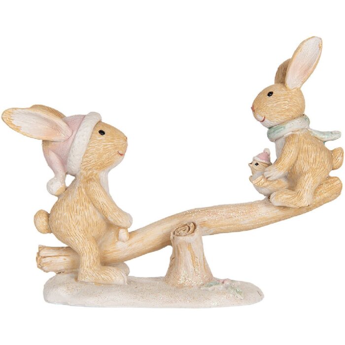 Clayre & Eef Iepure Decorativ 16x6x11 cm Maro & Alb