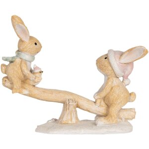 Clayre & Eef Iepure Decorativ 16x6x11 cm Maro & Alb