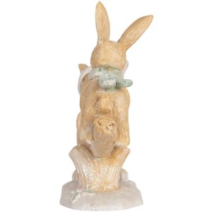 Clayre & Eef Iepure Decorativ 16x6x11 cm Maro & Alb