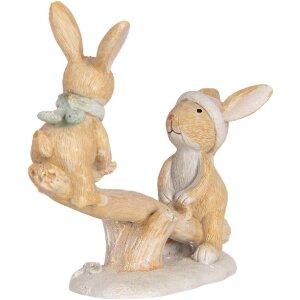 Clayre & Eef Iepure Decorativ 16x6x11 cm Maro & Alb