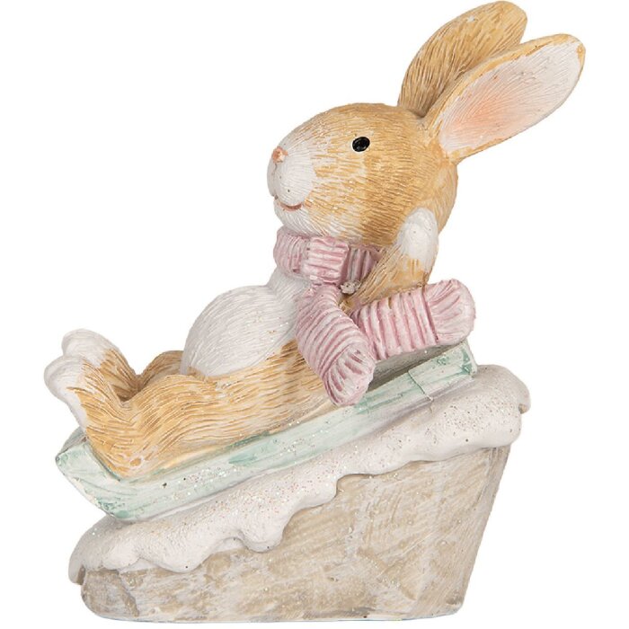 Clayre & Eef Iepure Decorativ Maro și Alb 8x6x9 cm