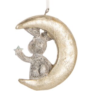 Clayre & Eef Iepurași Agățați Gri și Auriu (Set 2)