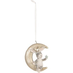 Clayre & Eef Iepurași Agățați Gri și Auriu (Set 2)