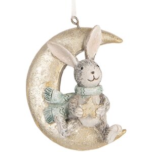 Clayre & Eef Iepurași Agățați Gri și Auriu (Set 2)