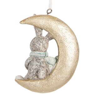 Clayre & Eef Iepurași Agățați Gri și Auriu (Set 2)