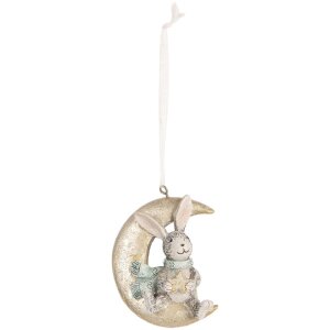 Clayre & Eef Iepurași Agățați Gri și Auriu (Set 2)