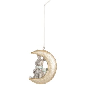 Clayre & Eef Iepurași Agățați Gri și Auriu (Set 2)