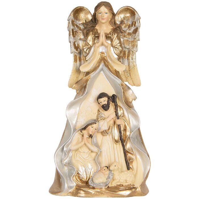 Clayre & Eef Grup Decorativ Crăciun 16x13x31 cm Bej & Alb