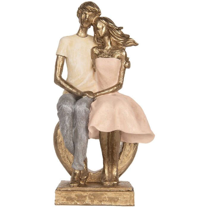 Clayre & Eef Decorațiune Cuplu Așezat 14x12x28 cm Auriu Roz