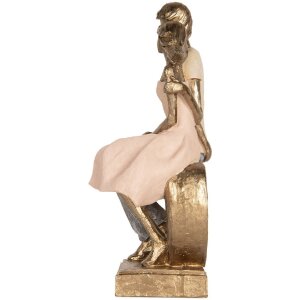 Clayre & Eef Decorațiune Cuplu Așezat 14x12x28 cm Auriu Roz