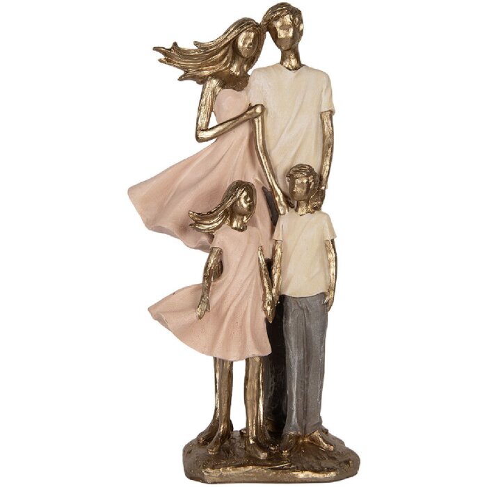 Clayre & Eef Decorațiune Familie 17x11x35 cm Auriu și Roz
