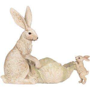 Clayre & Eef 6PR5905 Dekoration Kaninchen mit Schale...