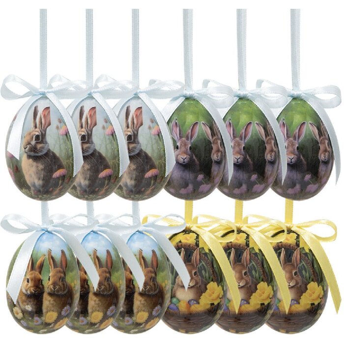 Clayre & Eef 65904 Dekoration Hänger Ei (Set 12) Ø 4x5 cm