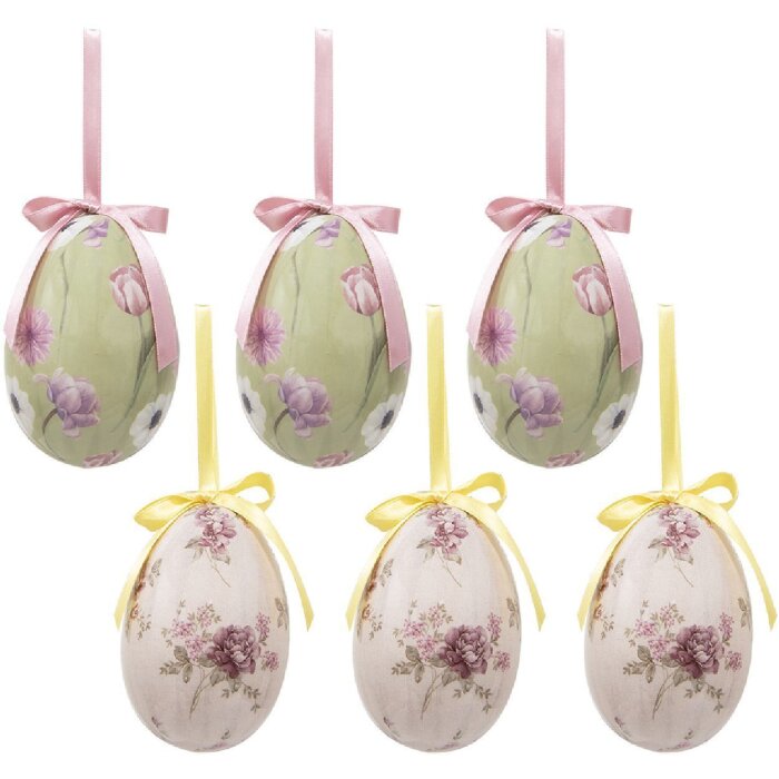 Clayre & Eef 65907 Dekoration Hänger Ei (6er Set) Ø 7x10 cm