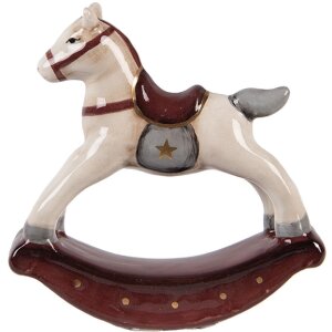 Clayre & Eef 6CE2248 Dekoration Schaukelpferd Beige-Rot 11x3x11 cm