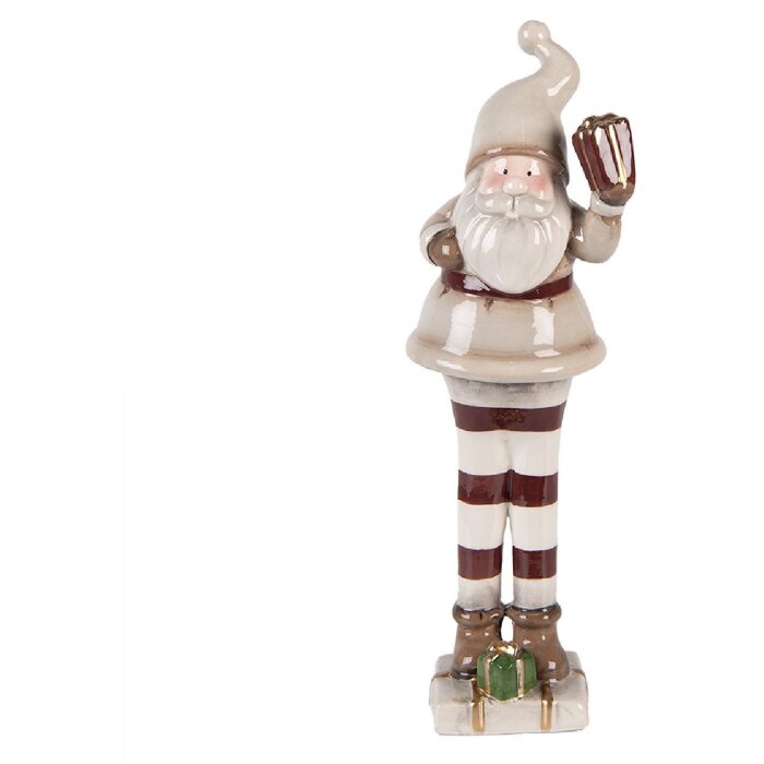 Clayre & Eef 6CE2251 Dekoration Weihnachtsmann Beige-Rot 8x7x23 cm