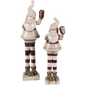 Clayre & Eef 6CE2251 Dekoration Weihnachtsmann Beige-Rot 8x7x23 cm