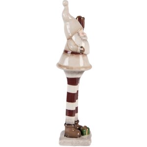 Clayre & Eef 6CE2252 Dekoration Weihnachtsmann 9x8x30 cm Beige/Rot