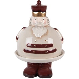 Clayre & Eef Bol Decorativ cu Capac Bej Roșu 17x25 cm