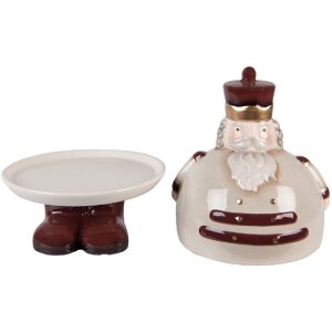 Clayre & Eef Bol Decorativ cu Capac Bej Roșu 17x25 cm