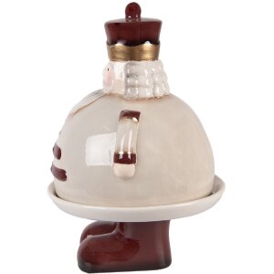 Clayre & Eef Bol Decorativ cu Capac Bej Roșu 17x25 cm