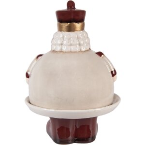 Clayre & Eef Bol Decorativ cu Capac Bej Roșu 17x25 cm