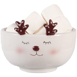 Clayre & Eef 6CE2255 Becher mit Schale Beige Weiß 12x12x18 cm