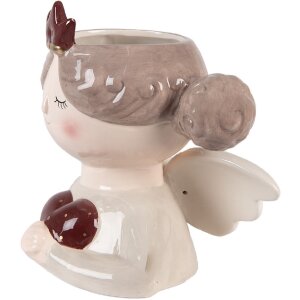 Clayre & Eef 6CE2256 Dekoration Blumentopf 17x14x17 cm Beige-Rot