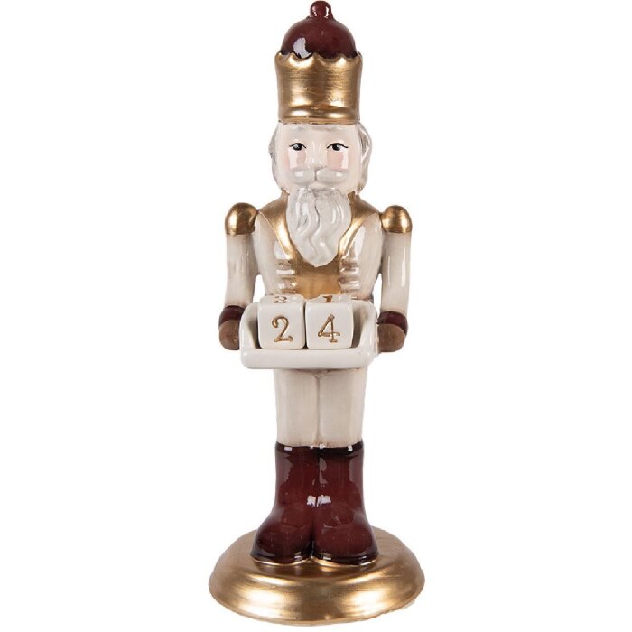 Clayre & Eef 6CE2260 Dekoration Nussknacker mit Kalender 10x10x27 cm