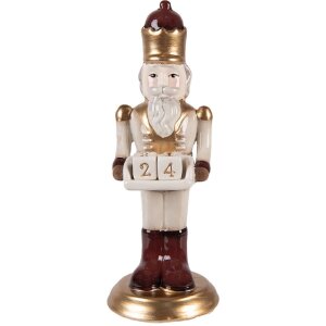 Clayre & Eef 6CE2260 Dekoration Nussknacker mit Kalender 10x10x27 cm