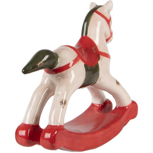 Clayre & Eef Călușel Balansoar Decor Bej/Roșu 12x4x11 cm