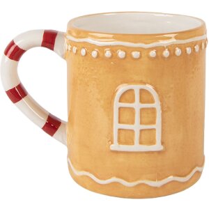 Clayre & Eef Cană cu Capac Maro-Alb 350ml