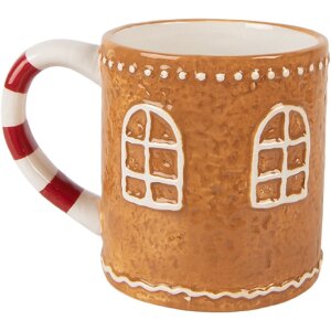 Clayre & Eef Cană cu Capac 450ml, Ceramică Dolomită 14x10x15cm