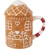 Clayre & Eef Cană cu Capac 450ml, Ceramică Dolomită 14x10x15cm