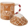 Clayre & Eef Cană cu Capac 450ml, Ceramică Dolomită 14x10x15cm