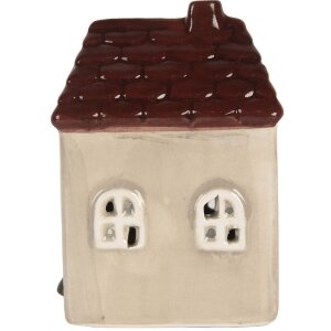 Clayre & Eef 6CE2269 Dekohaus mit LED 7x6x10 cm beige-rot