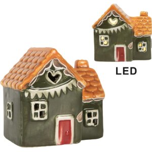 Clayre & Eef 6CE2270 Dekoration Haus mit LED 8x6x8 cm