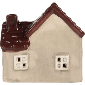 Clayre & Eef 6CE2271 Dekoration Haus mit LED 8x6x8 cm Beige-Rot