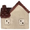 Clayre & Eef 6CE2271 Dekoration Haus mit LED 8x6x8 cm Beige-Rot